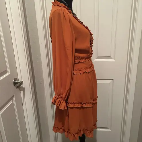 Tiered, ruffles, keyhole style dress Orange Size L