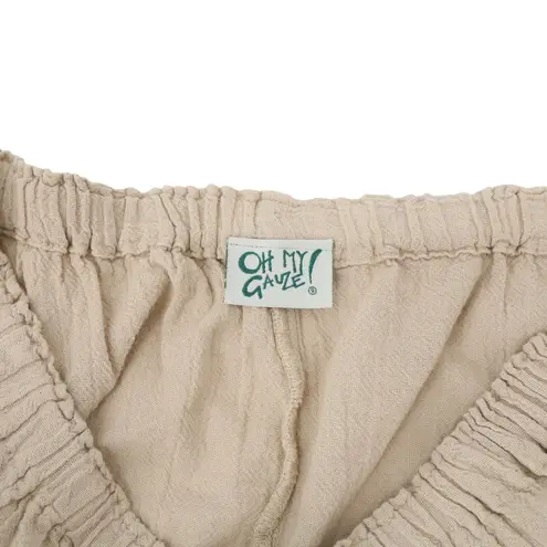 Oh My Gauze! Tie Pocket Crop Capri Beige Sammy Pants 3 2XL Tan Size XXL