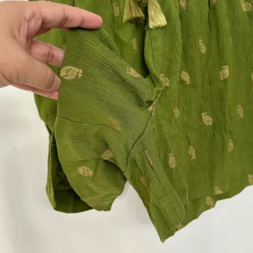 NWT Boden‎ Bembridge Short Gold Leaf Print Drawstring Waist Casual Green Women 4