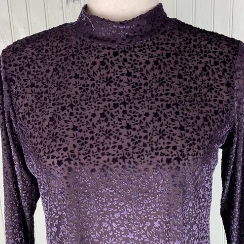 LOGO By Lori Goldstein LOGO Layers by Lori Goldstein 3/4 Sleeve Burnout Velvet Top Size Small Purple