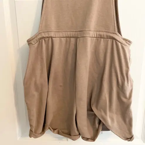 Shosho Overalls Romper Shorts Drawstring Pockets Casual Comfy Beige L Prairie Tan Size L