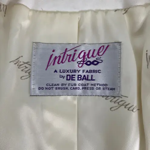 Intrigue 80s De Ball Luxury Fabric Cream Faux Fur Coat Sz 10 Vintage Union Made