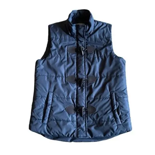 Bagatelle Quilted Vest Navy Size Small Toggles Zip Snap Button Cabin Lodge Fall