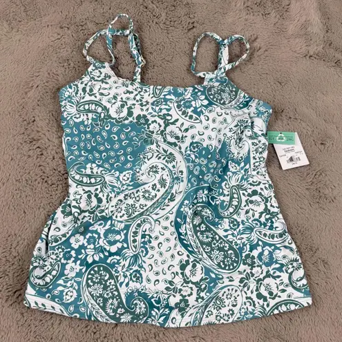 Sunsets Taylor Tankini Top Paisley Print Removable Pads Swimwear 32E/30F/28G Blue Size XL