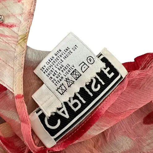 Carlisle Silk Top Women Size 10 Pink Sheer Floral Cowl Neck Fairy Old Money