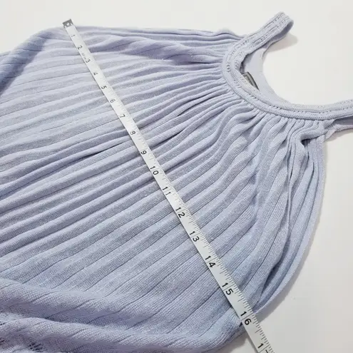 Point Sur Light Blue Linen Blend Knit Maxi Dress Sleeveless Drawstrings Size M