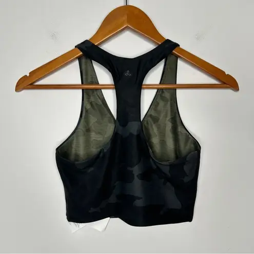 prAna Black Camo Crop Top Bra Womens XS Athletic Activewear Workout Gym Sporty