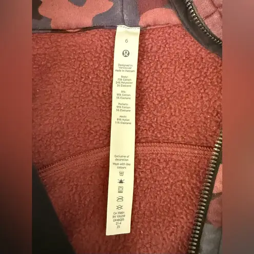 Lululemon  Scuba Full-Zip Hoodie Heritage 365 Camo Smoky Red Night Sea Multi Sz 6