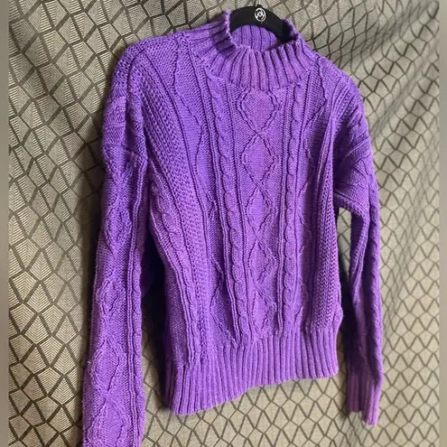 Trouser’s Up Vintage Purple Cable Knit Sweater mock turtleneck Women’s Size Medium