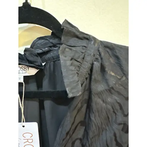 CROSBY by Mollie Burch Watts Black Midi Dress Size Medium retail $292 Ruffle - Image 4