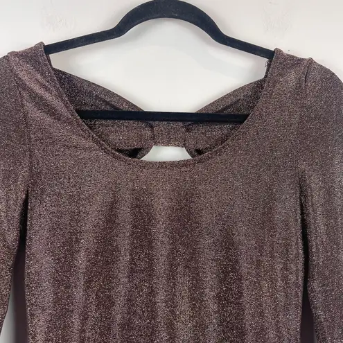 Anthropologie Sunday In Brooklyn Top Women S Brown Sparkle Bow Back Scoop NWT