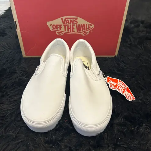 Vans White Platform Slip On Shoes Sneakers New