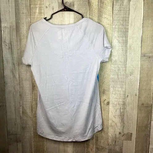 Goodnight Kiss Size Small Gray & Blue Crewneck Top w/Short Cap Sleeves