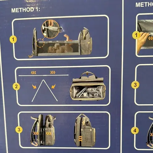 Diaper Bag Backpack Waterproof Large Capacity ChangingPad USB Charging Port NEW Gray