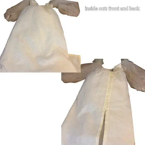 ALFRED BOSAND VINTAGE 1980'S WHITE & GOLD GLITTER DOTS BALL GOWN (M) Size M