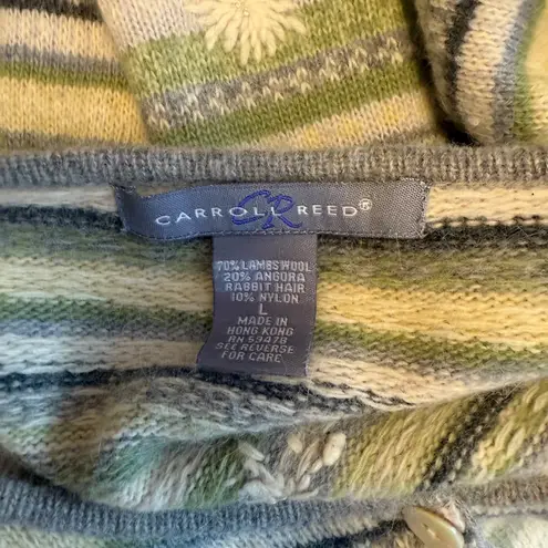 Carroll Reed Wool Blend Button Down Cardigan Long Sleeve Sweater Large Green