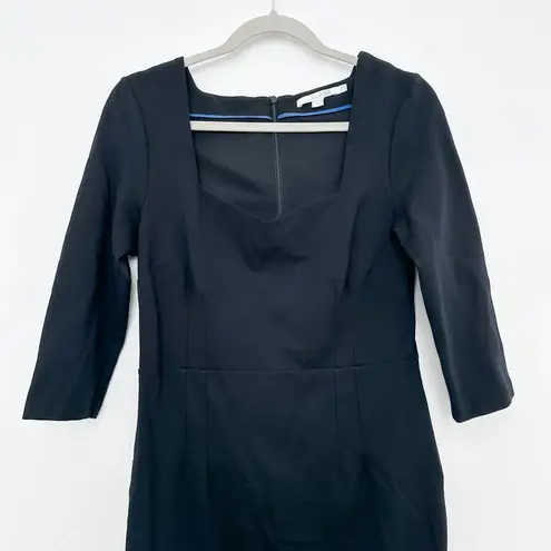 Boden Sweetheart Neck 3/4 Sleeves Sheath Knee Length Dress Black Size 8