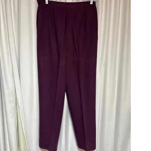 Paul & Jdder New York Womens Plum Wool Blend Pleated Trousers Size 12 Purple