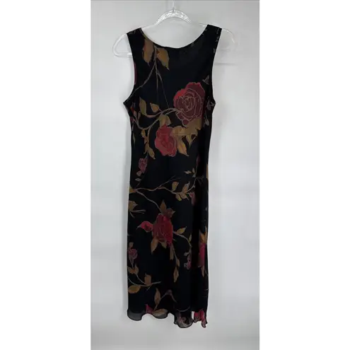 Vintage Y2K Napa Valley Dresses Womens 10 Black Floral Whimsigoth Dark Romantic