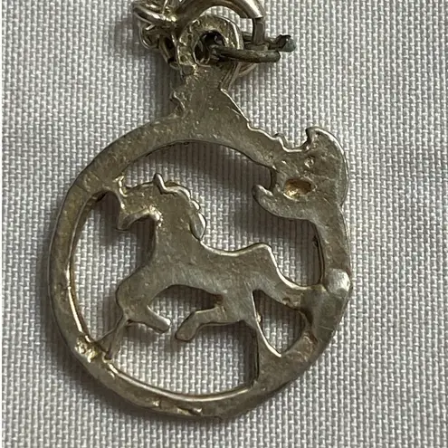 None Sterling Silver Unicorn Pendant Necklace Equine Charm 18” Chain