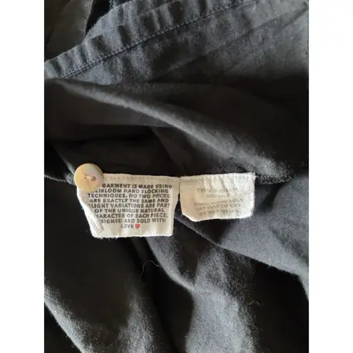 Emerson Fry India Shirtdress XS Black Organic Cotton Dress Boho Quiet Luxury