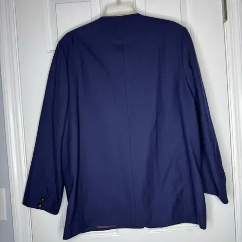 Avoca Collection Irish Wool Women's Navy Blue Jacket Cardigan gold buttons large