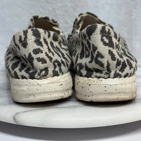 Hey Dude Slip On Shoes Woman's 7 Misty Woven Cheetah Gray Comfort Casual Natural