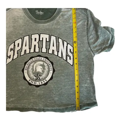 Pressbox Michigan State Women's Spartans Edith Vintage Burnout Crop T-Shirt Med