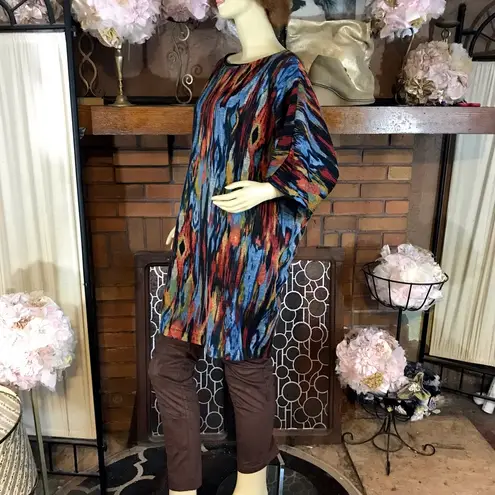 Emma & Michele  BLUE & TAN PRINT LONG KNIT TUNIC (XL) thumbnail 6