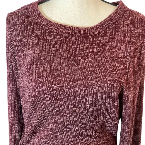 Ces Femme Burgundy Black Heathered Side Tie Long Sleeve Sweater Dress Size XL
