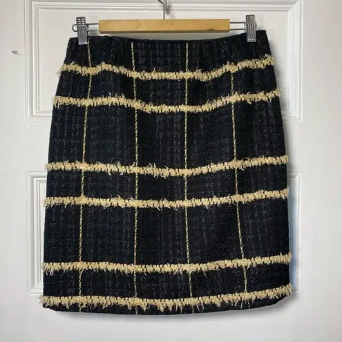 J. McLaughlin  | Elm Ribbon Metallic Tweed Pencil Skirt in Black and Gold