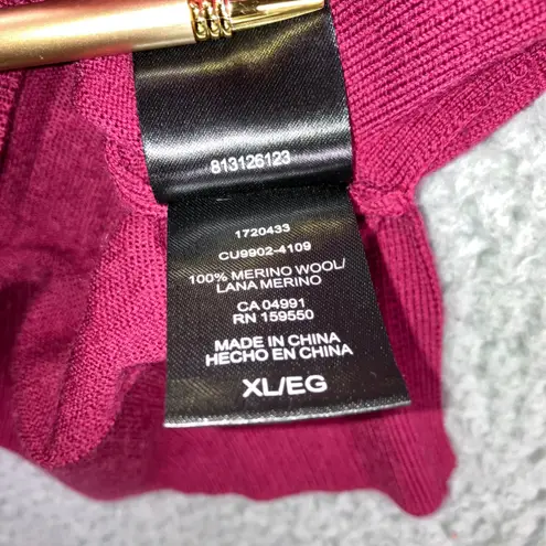 Katherine Barclay Merino Wool Sweater Women XL V Neck Maroon Academia Holes