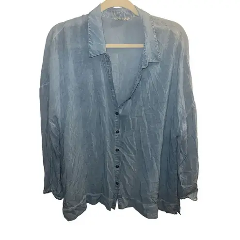 Soft Surroundings ✨ Celine Button Down Shirt Blue Blouse✨