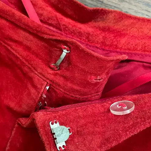 Ellen Tracy Vtg Company Red Suede Leather Straight Leg Pants Sz 8