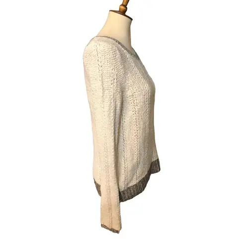 Anthropologie Moth Cream Silver Knit wool blend Sweater Silver