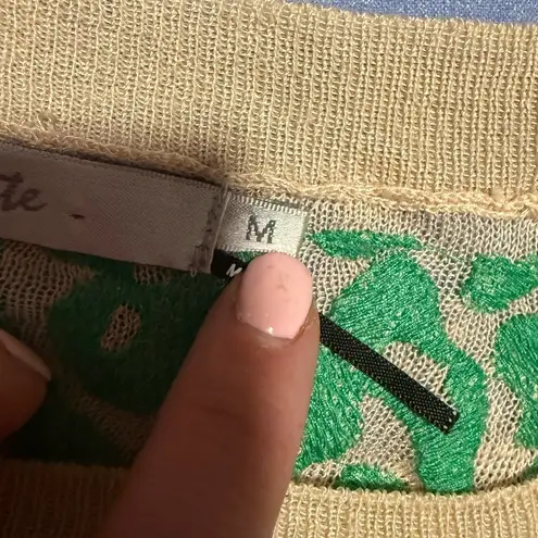 Fate Cream and Green Leopard Print Sleeveless Tank Top Size M