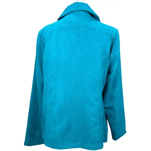 Studio Works NEW Button Up Blazer Jacket Womens 10 Blue Pockets Lined Collared