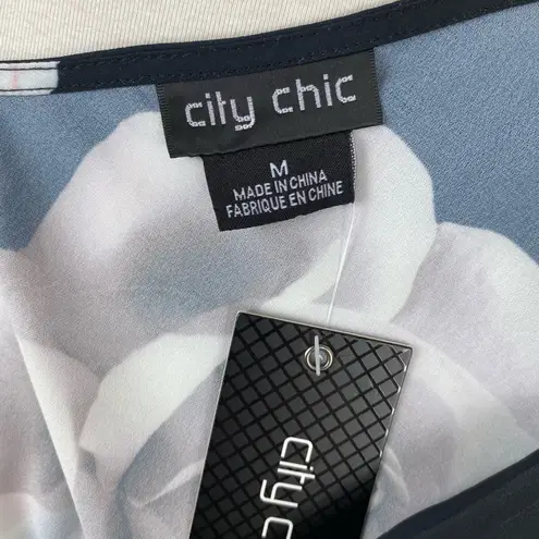 City Chic Black Floral Austin Floral Blouse Top Medium 18 Plus Size NEW