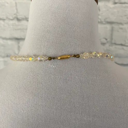 Jewelry necklace earrings and bracelet set Iridescent clear sparkle beads Silver