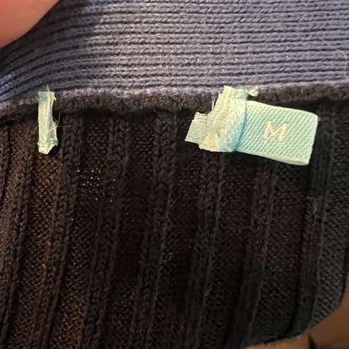 J. McLaughlin Cardigan Sweater Button Front Navy Blue Chainlink Buttons Medium - Image 10