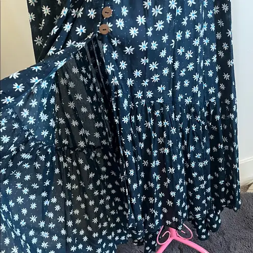 Tiare Hawaii Blue navy floral maxi dress