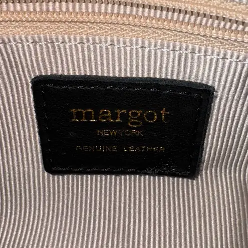 MARGOT New York Leather Handbag Gold Zip Top Women's Black Hobo Shoulder Bag