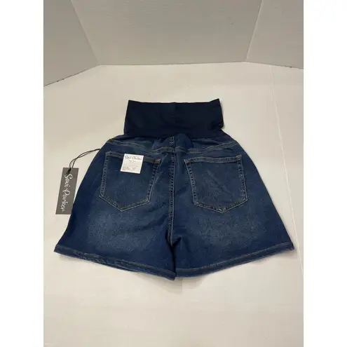 Savi Parker Knit Denim Maternity Shorts Over Belly Size XL New With Tags Blue