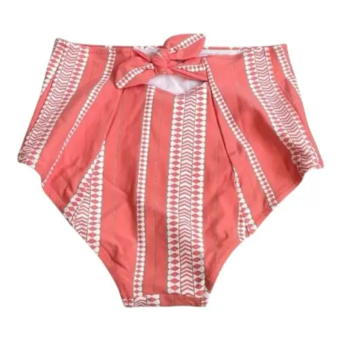 Lemlem Lucha Coral Ethiopian Print High Waisted Bikini Bottom NWT Size Small