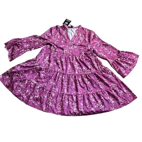 JUST FASHION NOW Satin Floral PrintDress size XXL Pink