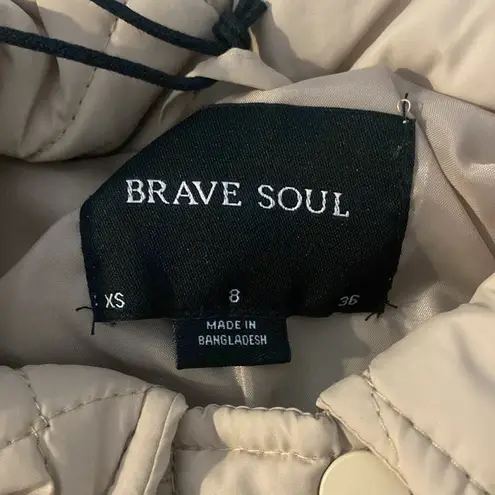 Brave Soul Diamond Quilted Belted Jacket in Stone, Size 8