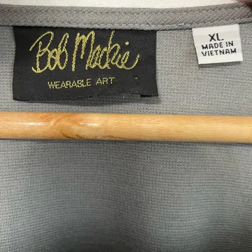 Bob Mackie Grey Long Sleeve XL Womens Square Neck Career Overlay Cut Out