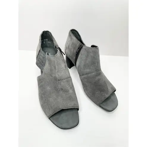 Munro Heels Womens Size 6.5 Suede Sable Ash Gray Shooties Open Toe Block Heel
