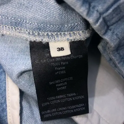 Isabel Marant Etoile Marius Light Blue Cotton Tie Waist Utility Shorts 38 NWOT