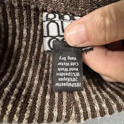 Clara Sun Woo Sweater Womens Medium Turtleneck Ribbed Stretch Pullover USA Made Brown